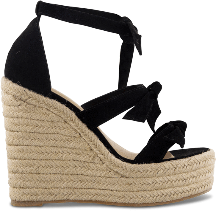 Barney Black Kid Suede Wedges (1000x891), Png Download