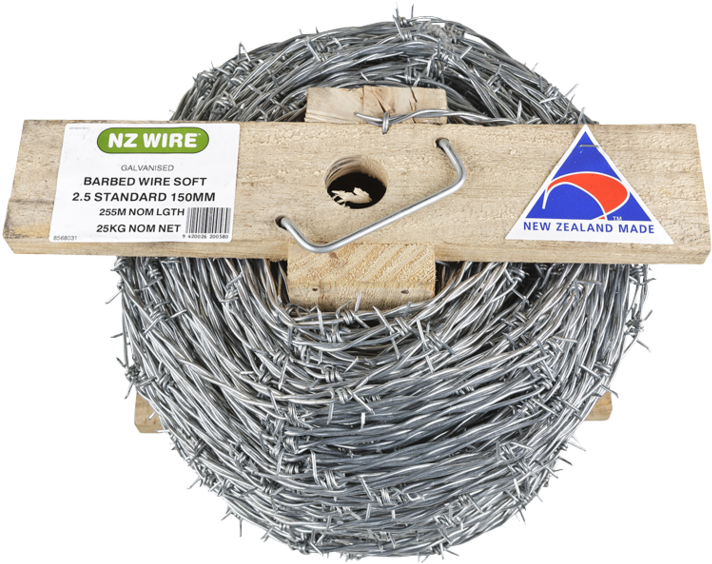 Nz Wire Barbed Wire Std Iowa 150x25mm 255m - Made In New Zealand (763x571), Png Download
