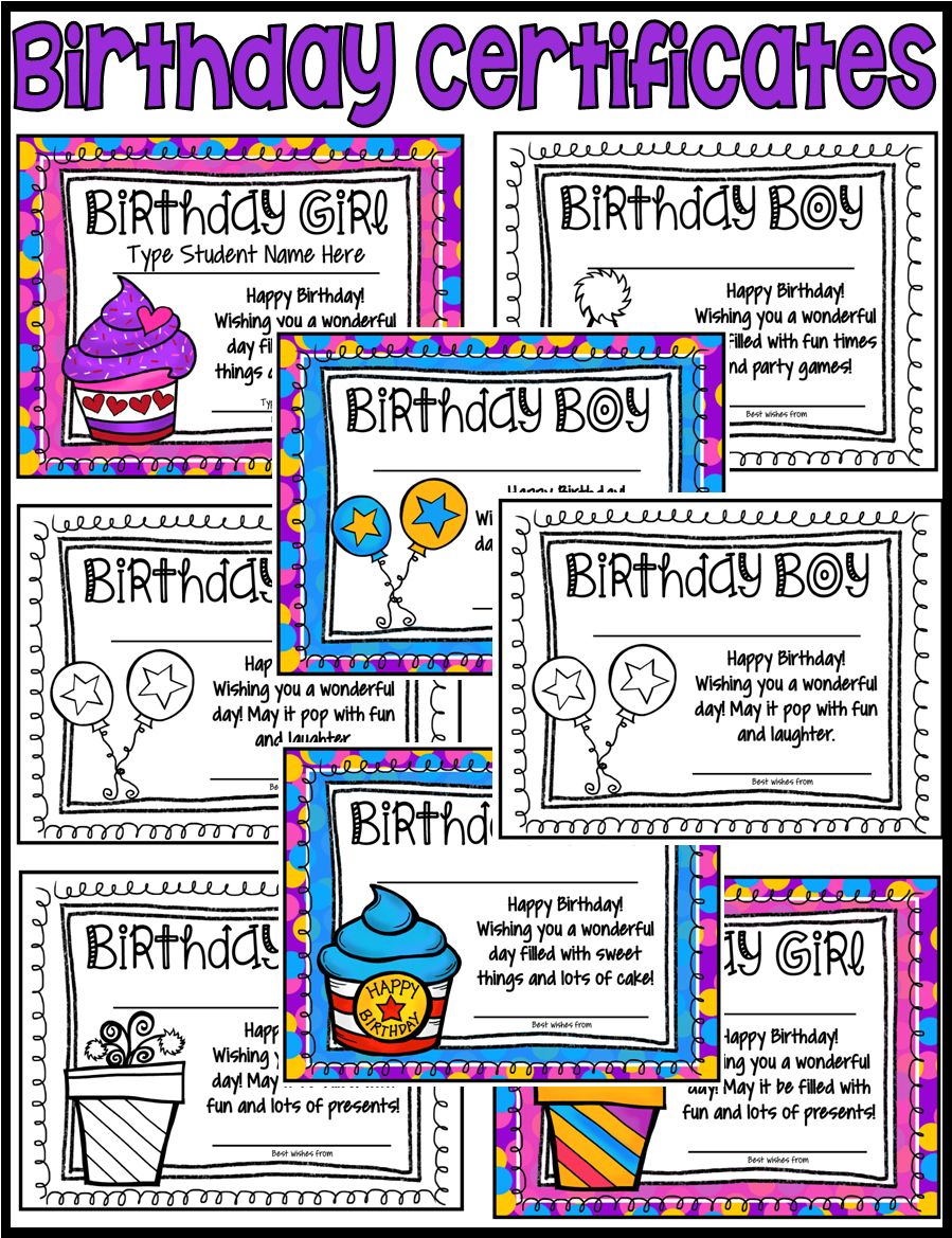Colorful Birthday Certificates For The Birthday Girl - Illustration (908x1176), Png Download