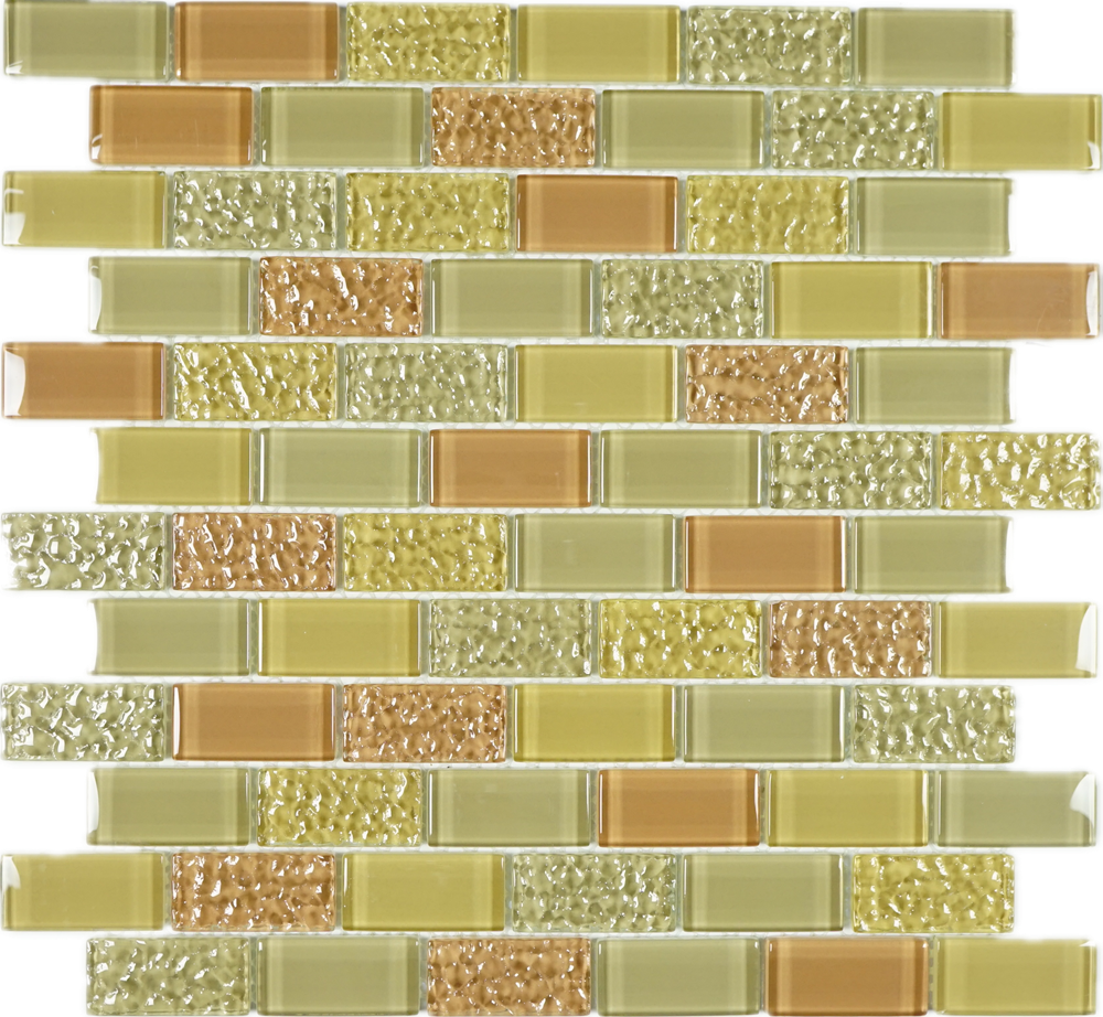Teg-02 Yam Orange Halo Brick Yellow Glass Mosaic Tile (1000x922), Png Download