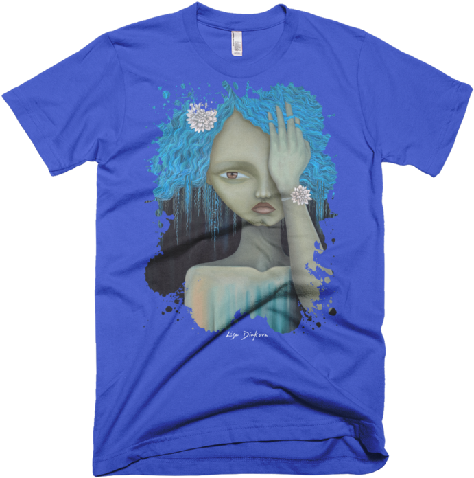 Blue Splatter Unisex Graphic Crew T-shirt - T-shirt (740x740), Png Download