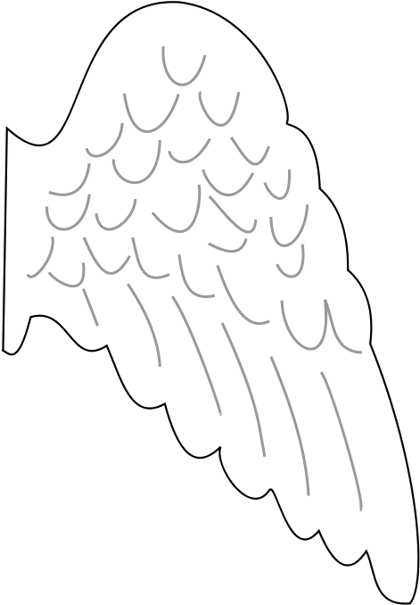Printable Angel Wing Template (566x800), Png Download