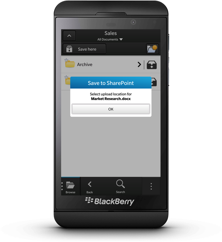 Upload Documents To Sharepoint Directly From Your Mobile - Blackberry (715x800), Png Download