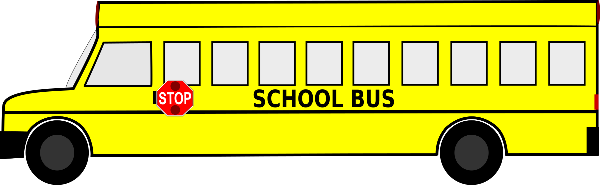 Big Image - Clipart Png Black And White School Bus (2400x742), Png Download