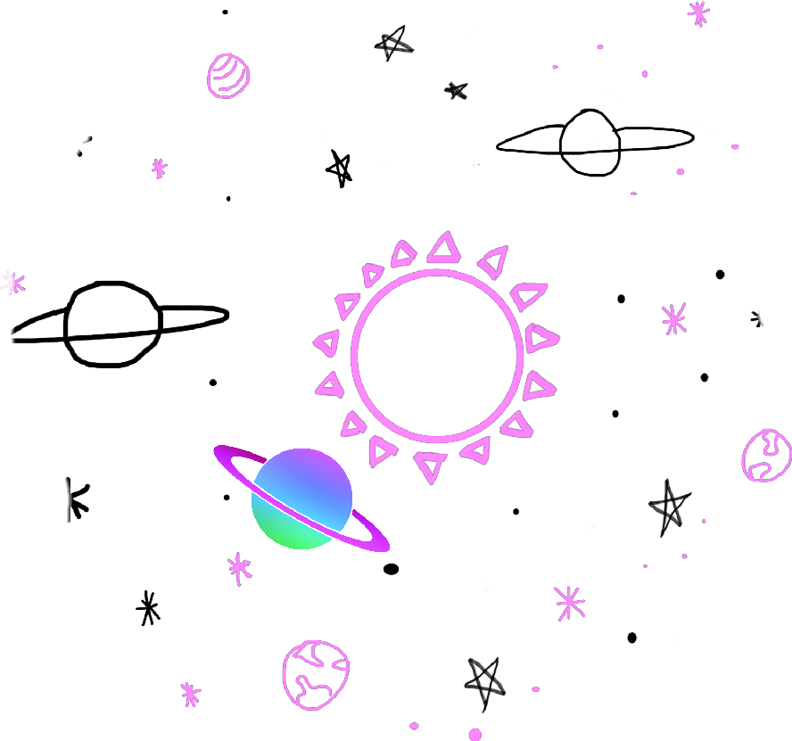 Sticker Space Tumblr Colors Cute Pink Purple Stars - Imagen En Png De Planetas (888x831), Png Download