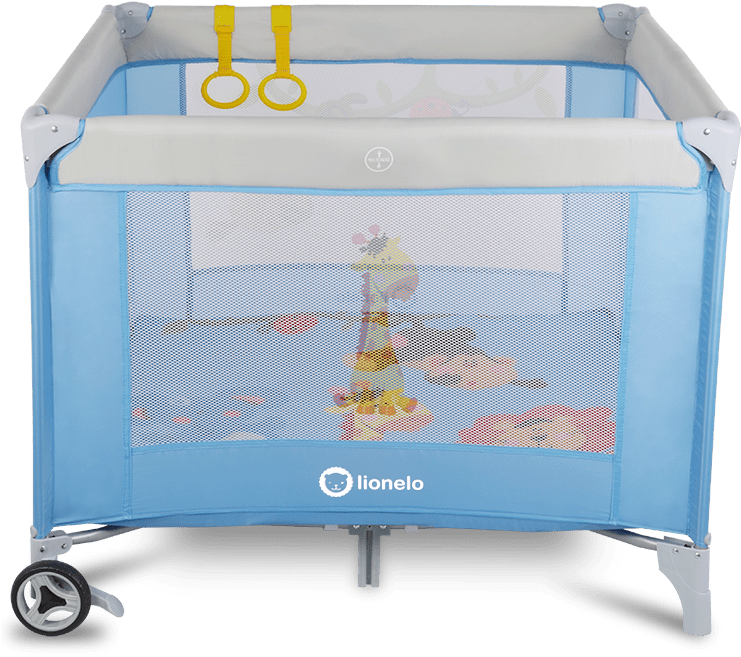 Baby Bed Playpen Stella Cheetah Print Play Pen - Lionelo Stella Travel Bed, Beige (750x690), Png Download