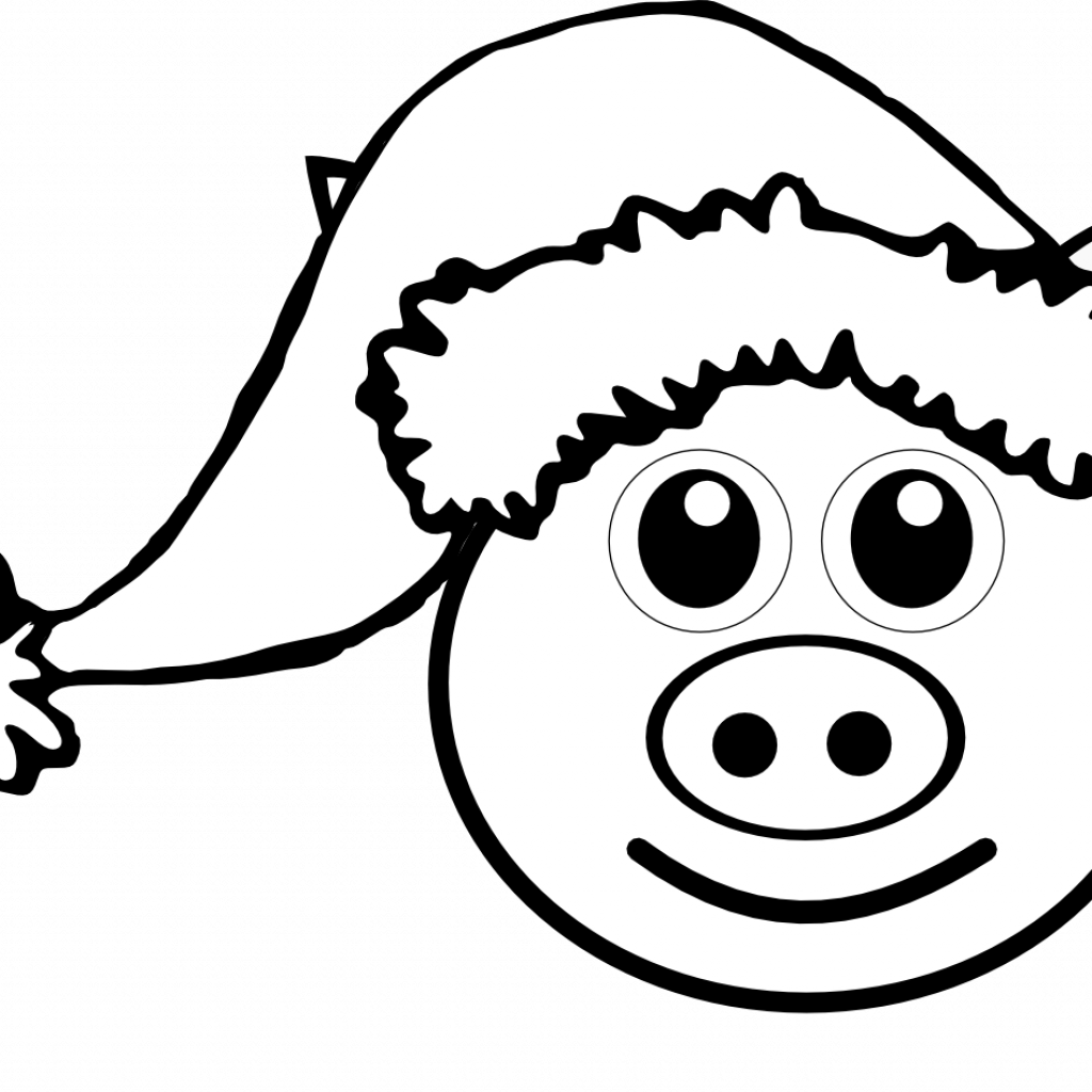 Beautiful Pig Face Coloring Pages For Kids Peppa Games - Christmas Pig Color Page (1024x1024), Png Download