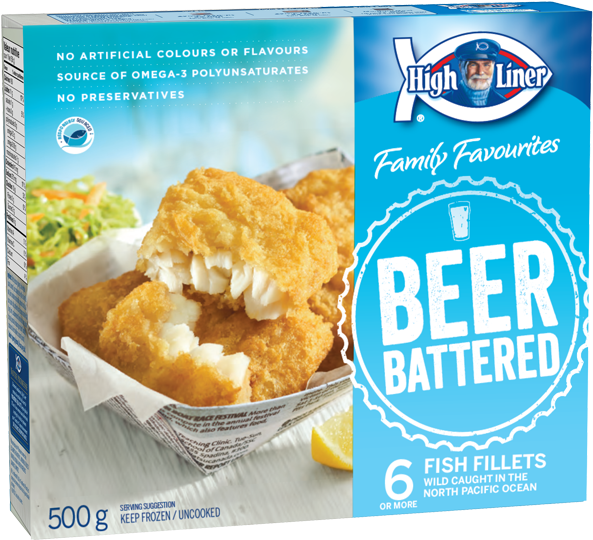 Family Favourites Beer Battered Fish Fillets - High Liner English Style Fish And Chips (600x600), Png Download
