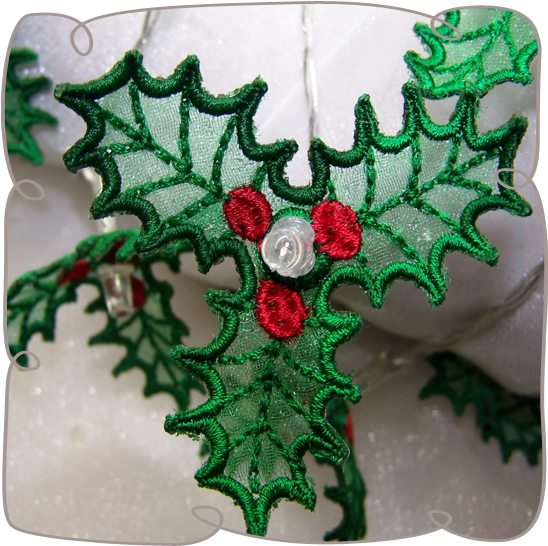 3d Holly Embroidery Design (580x580), Png Download
