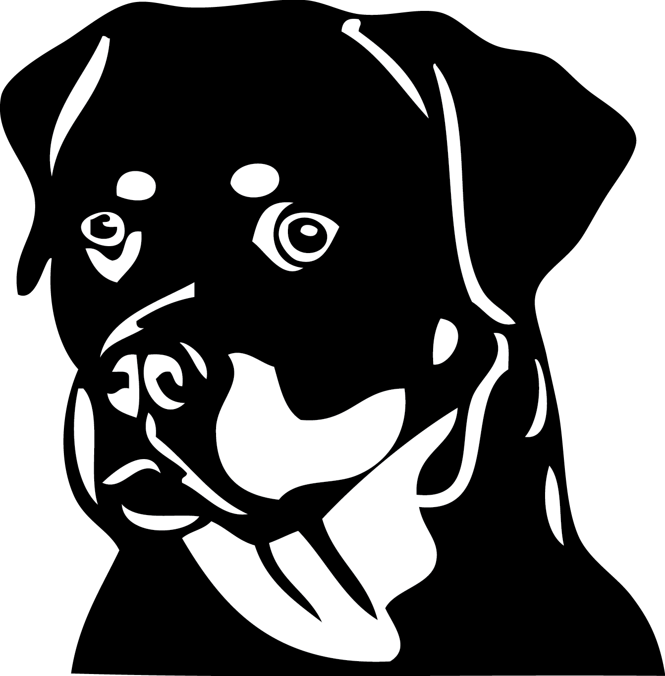 Dh11 Rottweiler - Rottweiler Black And White (1342x1365), Png Download
