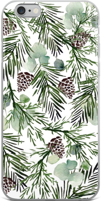 Christmas Tree Leaves Phone Case - Winter Watercolor Phone Background (1000x1000), Png Download