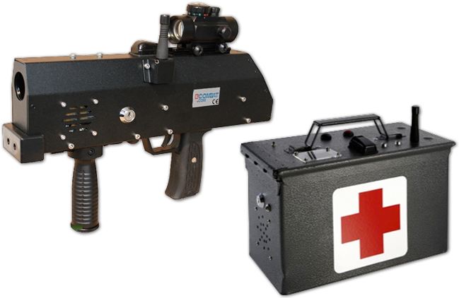 Scorpion Laser Tag Gun And Respawn Box - Laser Submachine Gun (682x463), Png Download