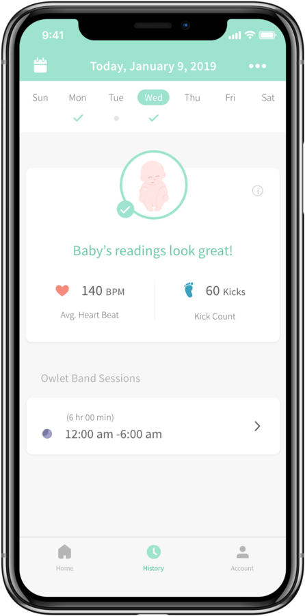 Your Unborn Baby's Wellbeing At A Glance - Mobile App Main Screen (490x950), Png Download