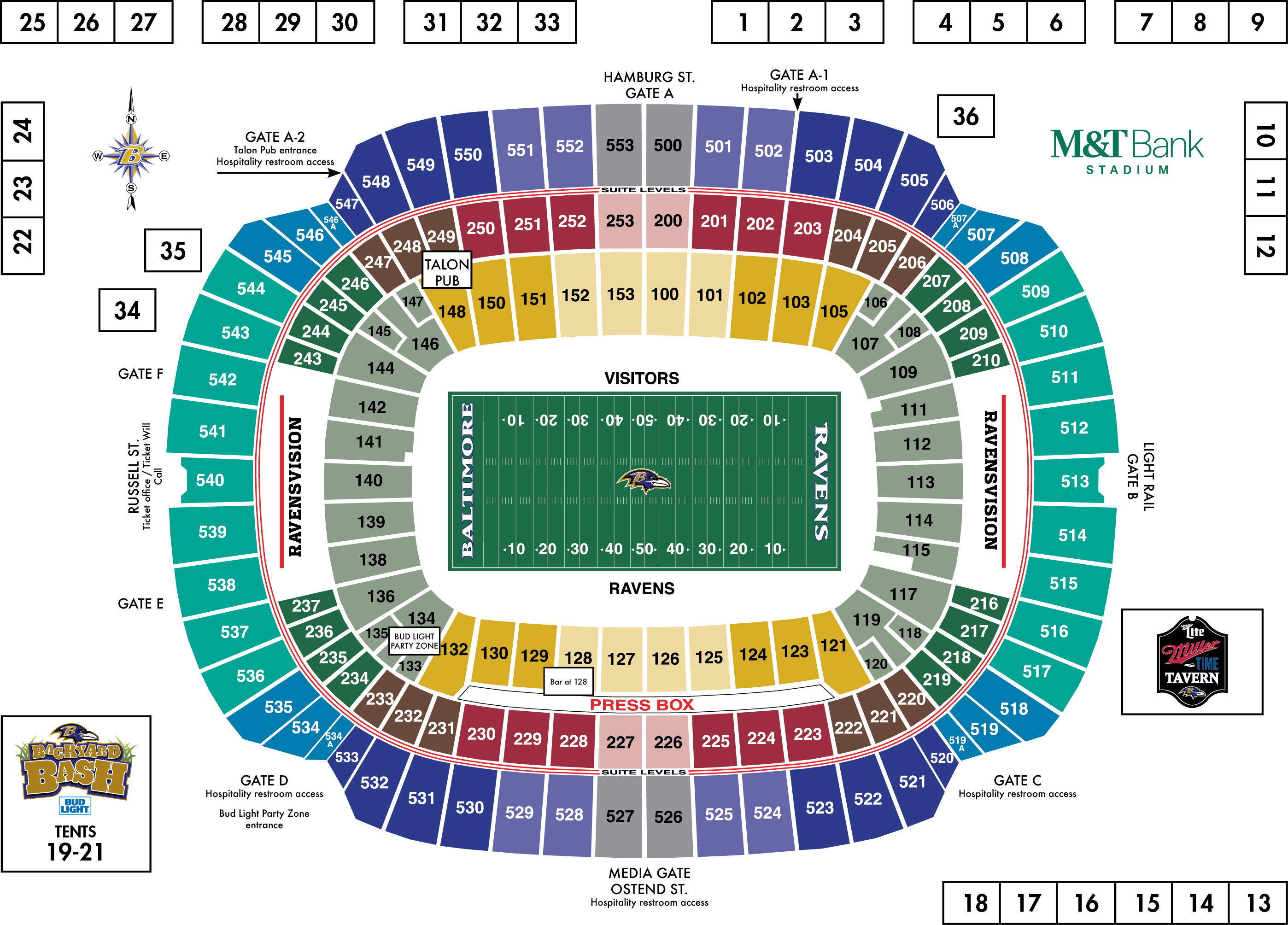 M&t Bank - Ravens Stadium - M&t Bank Stadium Map (2796x2008), Png Download