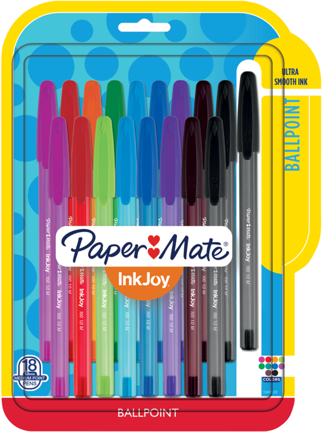 Paper Mate® Inkjoy 100st Ballpoint Pen, 1mm, 18ct - Paper Mate Inkjoy 100rt Retractable Ballpoint Pens (960x960), Png Download