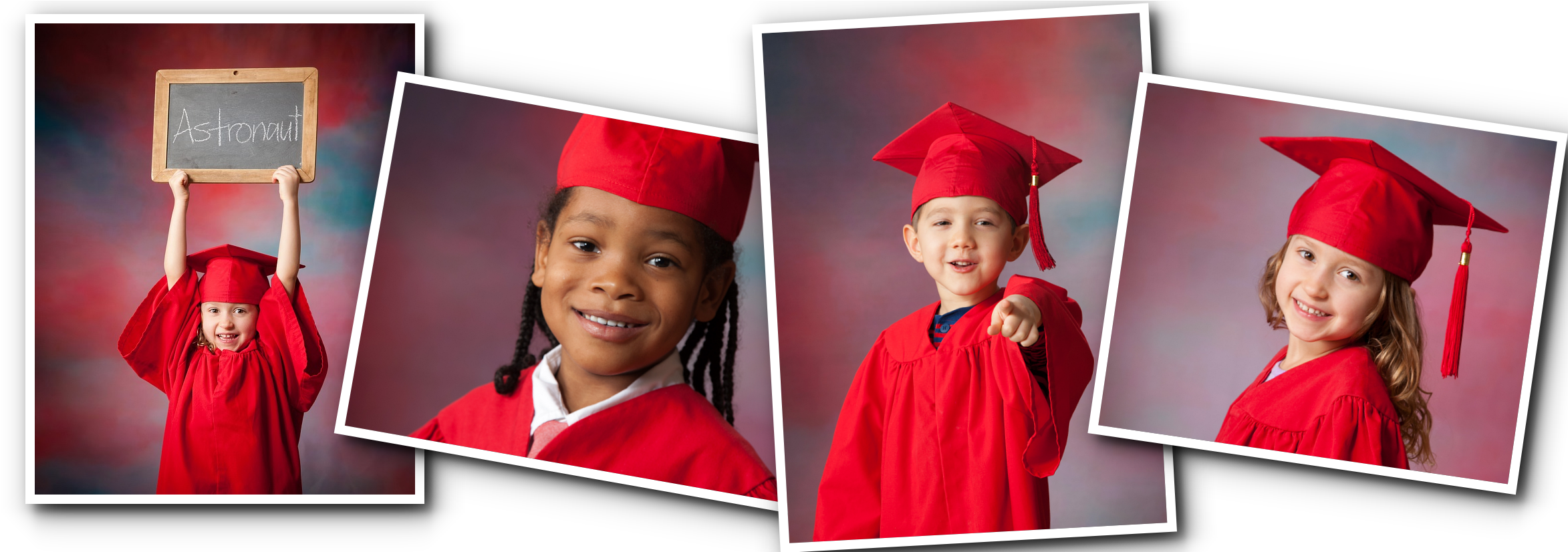 Row Of Pics Cap And Gown - Academic Dress (2400x825), Png Download