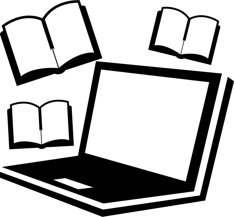 Png File Svg - Books And Laptop Icon (980x910), Png Download