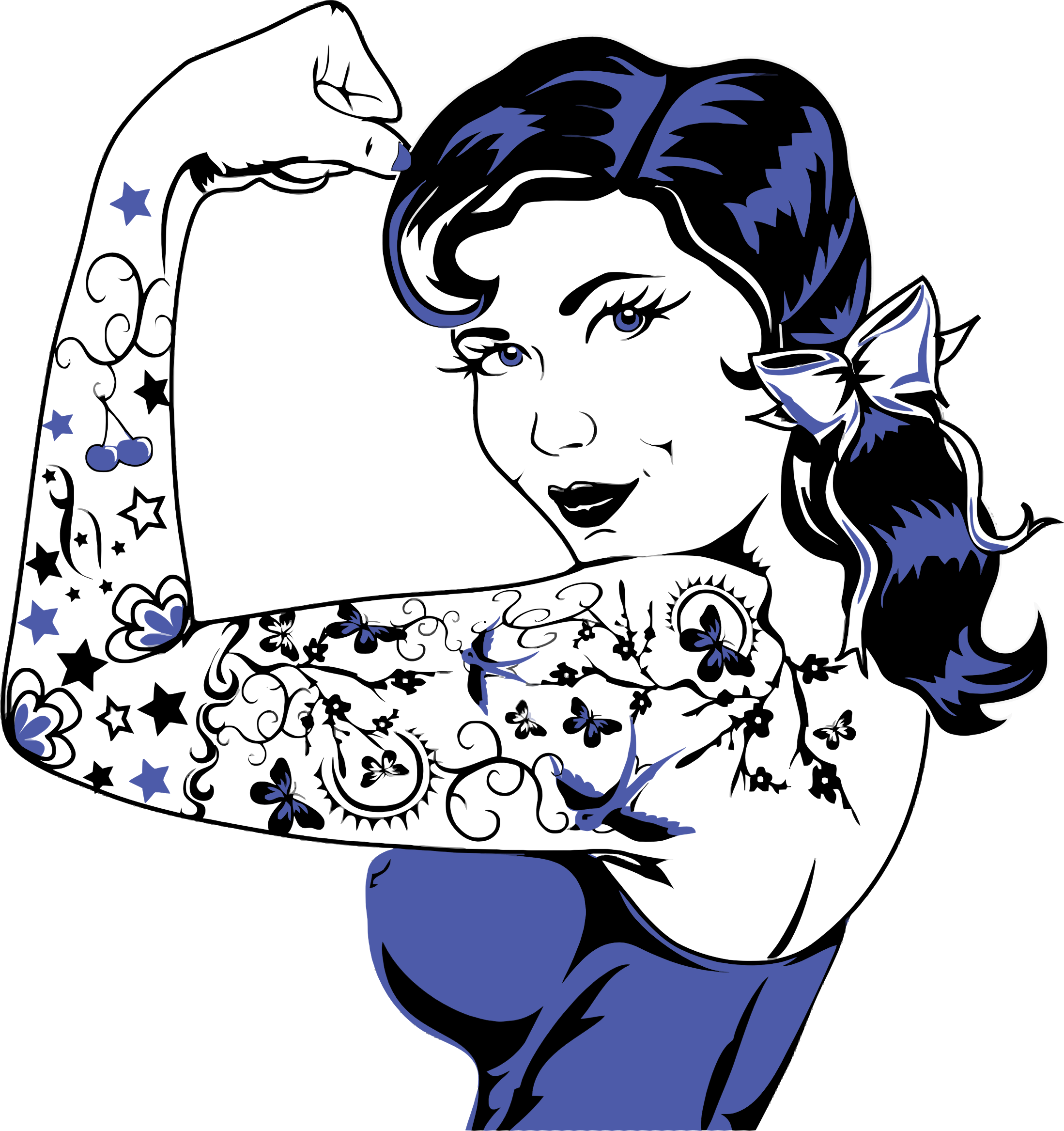 Big Image - Pin Up Girls Old School Tattoo (2197x2334), Png Download