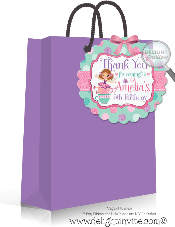 Tea Party Fairy Favor Tags - Jurassic World Party Labels (613x822), Png Download