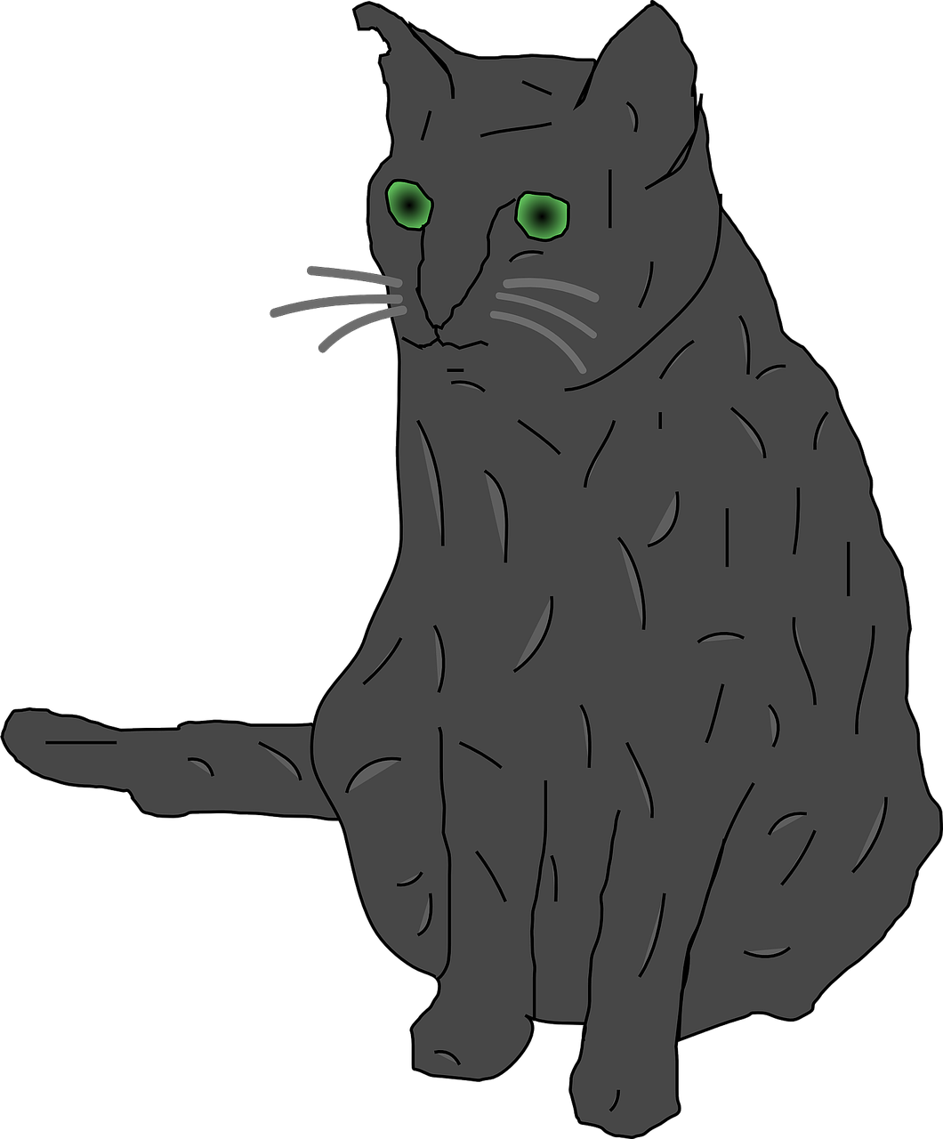 Cat Grey Green Eyed - Clip Art Cats With Green Eyes (1060x1280), Png Download