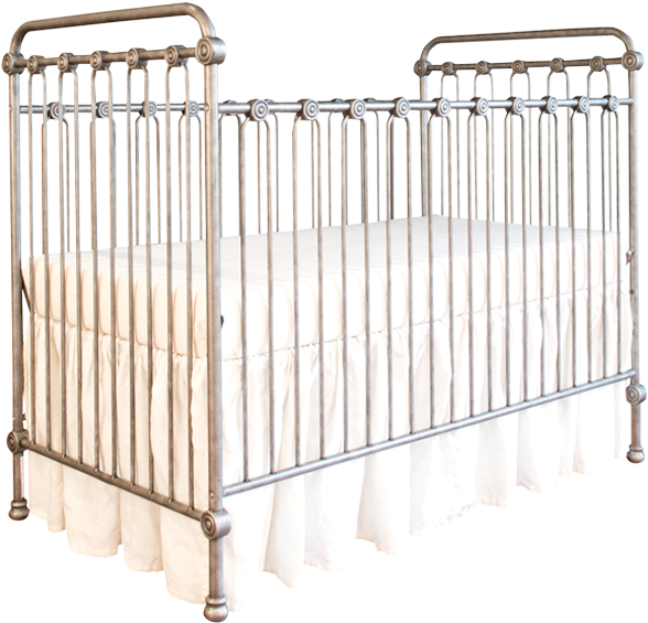 Helping Dad With The Crib - Pewter Baby Crib (600x576), Png Download