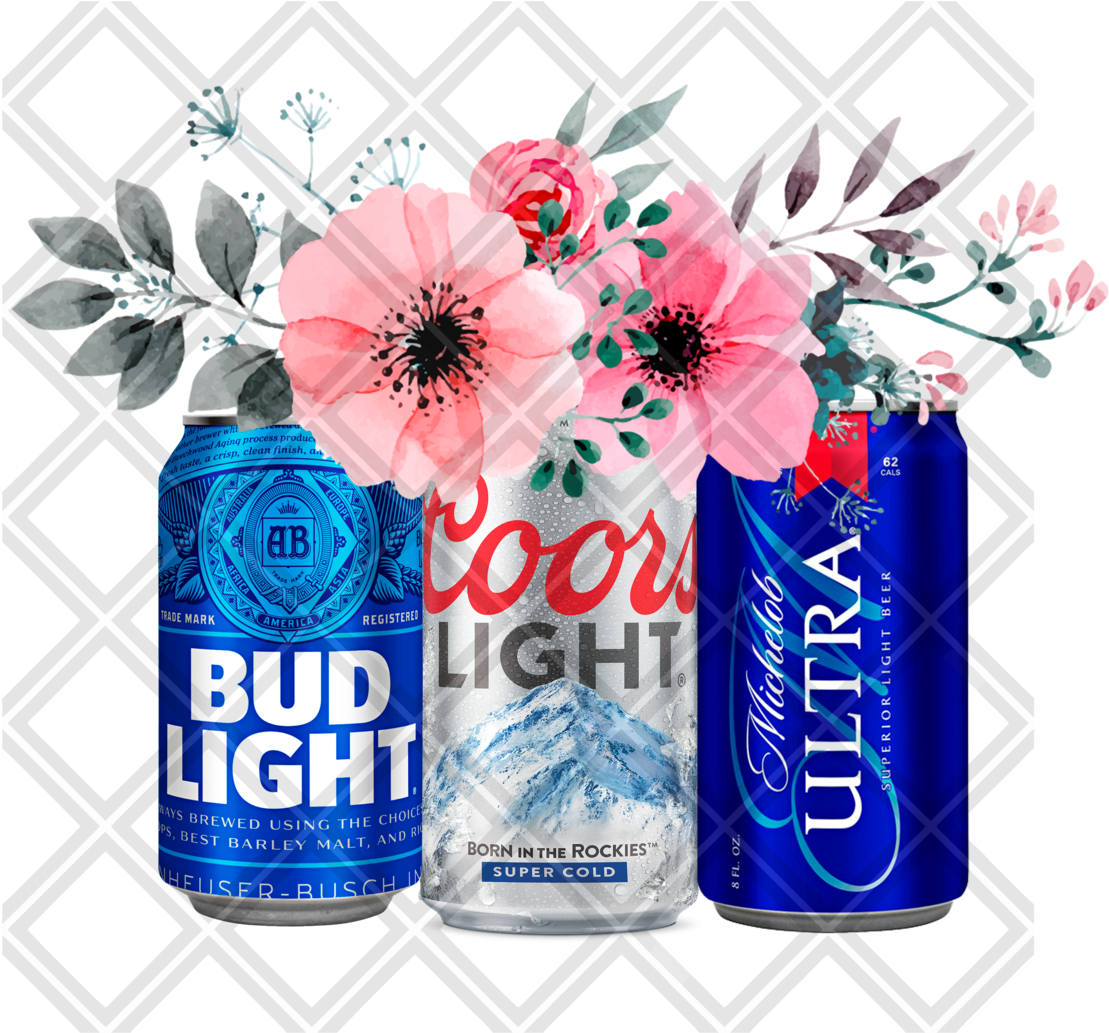 Beer Flower Blue Bottle Ultra Coors Light Bid Ligh - Traditional Anniversary Gifts By Yeae (1200x1032), Png Download