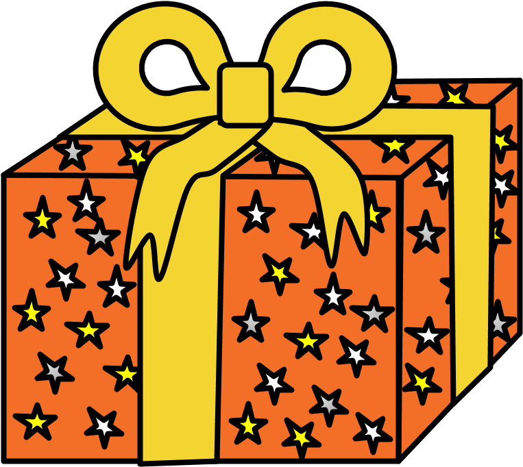 Gift, Orange Wrapping Paper, Yellow Ribbon, Stars, (816x1056), Png Download