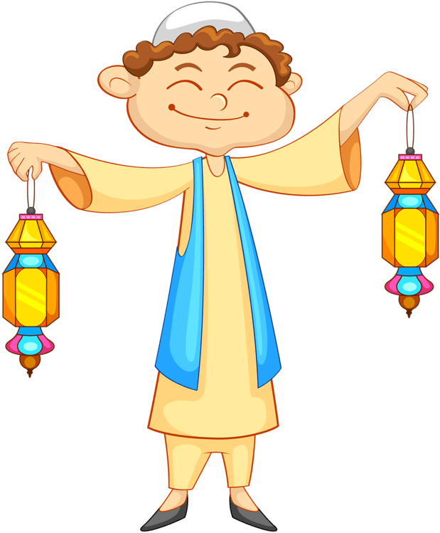 Muslim Islam Clip Art Muslim Boy - Eid Mubarak Cartoon Png (712x800), Png Download