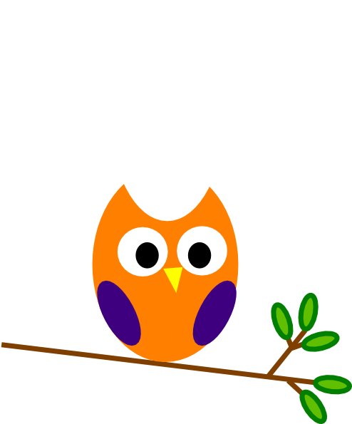 Purple Orange Owl Clip Art - Owl Clip Art (558x594), Png Download