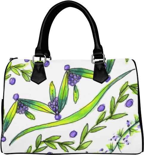 Dancing Green, Purple Vines, Grapes Zendoodle Boston - Handbag (800x800), Png Download