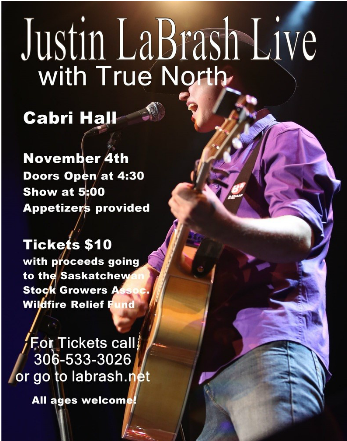 Justin Labrash To Stage Benefit Concert In Cabri, Sask - Poster (880x440), Png Download