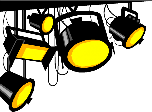 Theatre Clipart Concert Stage - Cartoon Lights Camera Action (640x480), Png Download