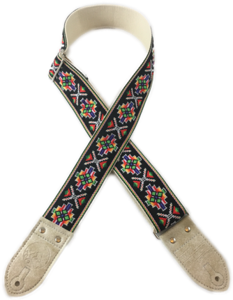 Black & Cream Southwest Vintage Ribbon Guitar Strap - Belt (472x690), Png Download