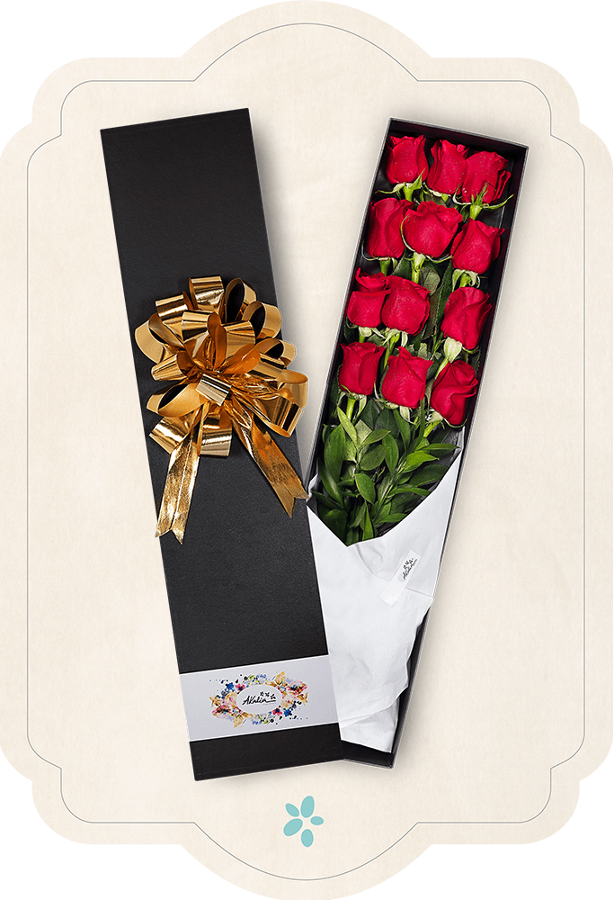Inicio / Flores / Rosas - Caja Negra Con Rosas Rojas (683x1000), Png Download