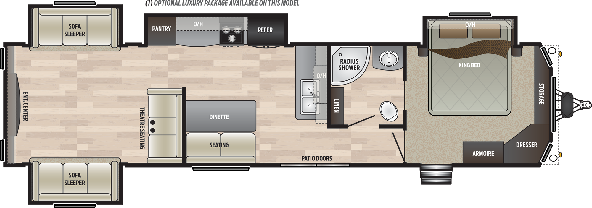 2019 Keystone Retreat 39rden Floorplan - Keystone Retreat Floor Plans (2000x704), Png Download