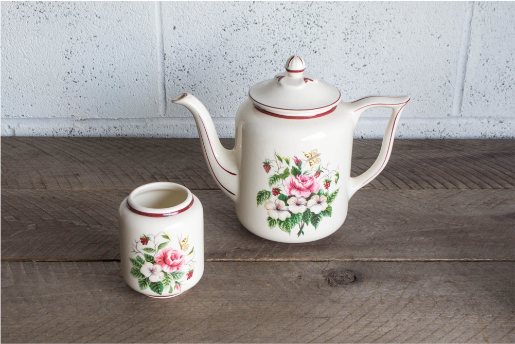 Floral Ceramic Teapot & Cup Set - Teapot (1000x1326), Png Download