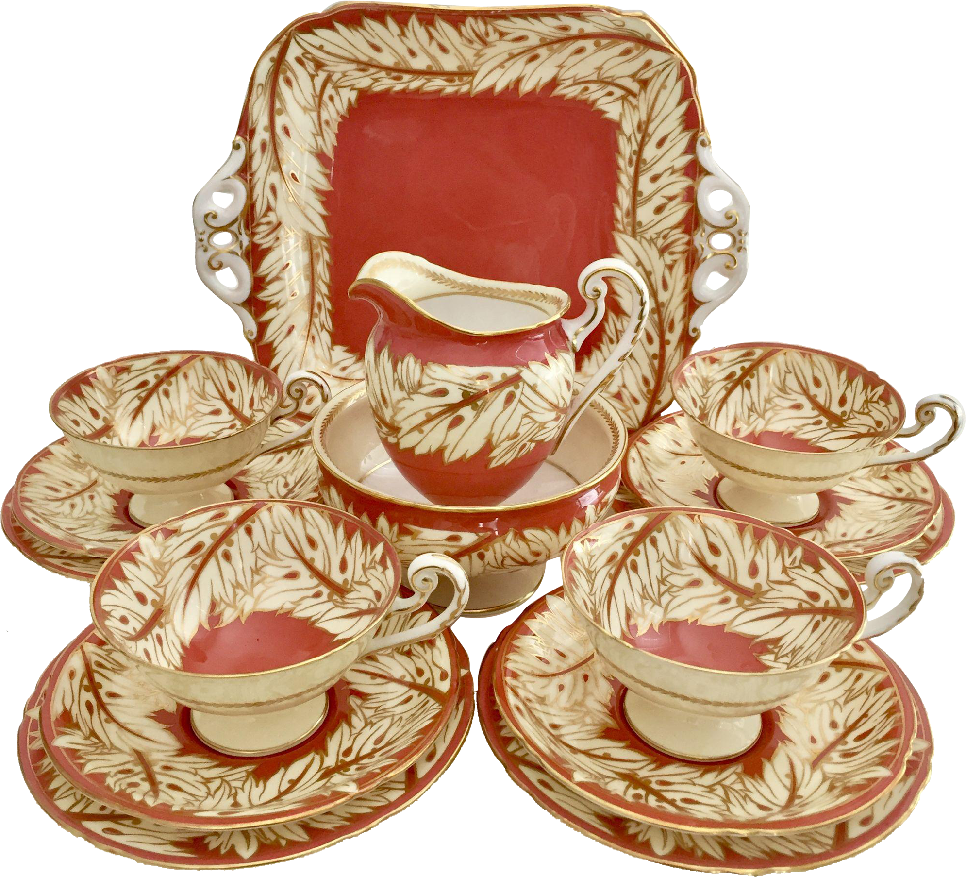 Very Elegant Pre-war Tea Set For Four, Royal Worcester - Saucer (1989x1989), Png Download