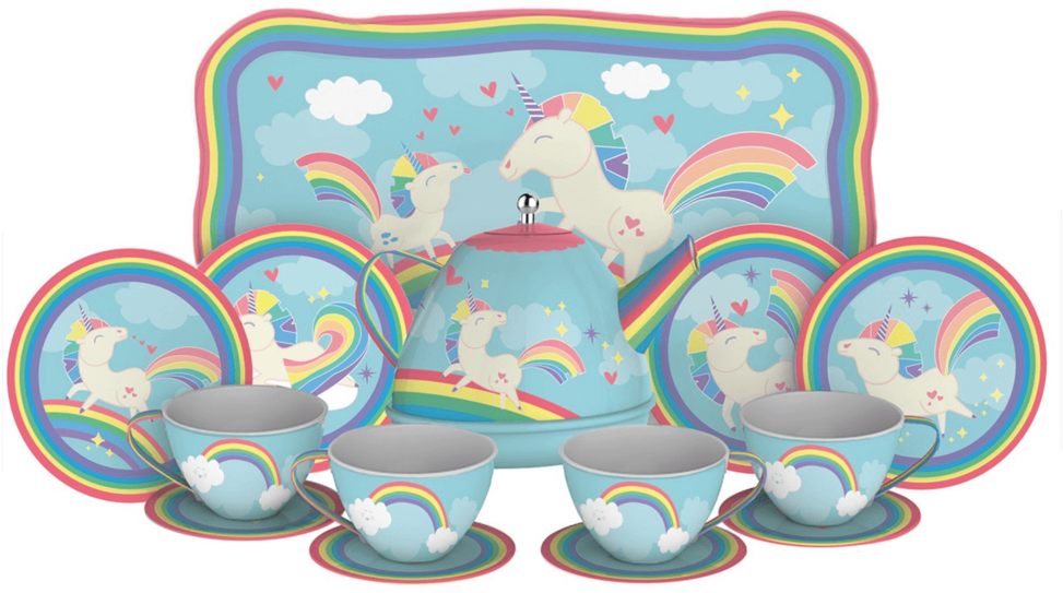 Unicorn Tea Set - Unicorn Tin Tea Set (1000x1429), Png Download