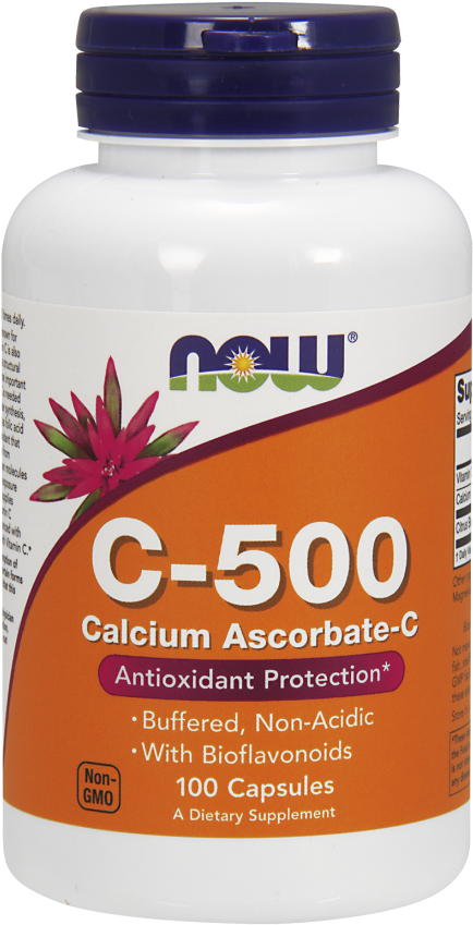 Vitamin C-500 Calcium Ascorbate Capsules - Now Foods L Arginine (538x880), Png Download