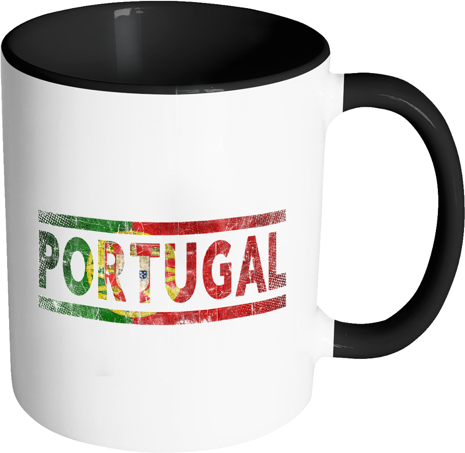 Retro Vintage Flag Portuguese Portugal 11oz Black & - Mug (1024x1024), Png Download