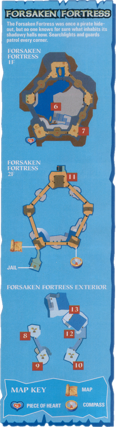 Forsaken Fortress Map - Wind Waker Forsaken Fortress Map (389x1422), Png Download