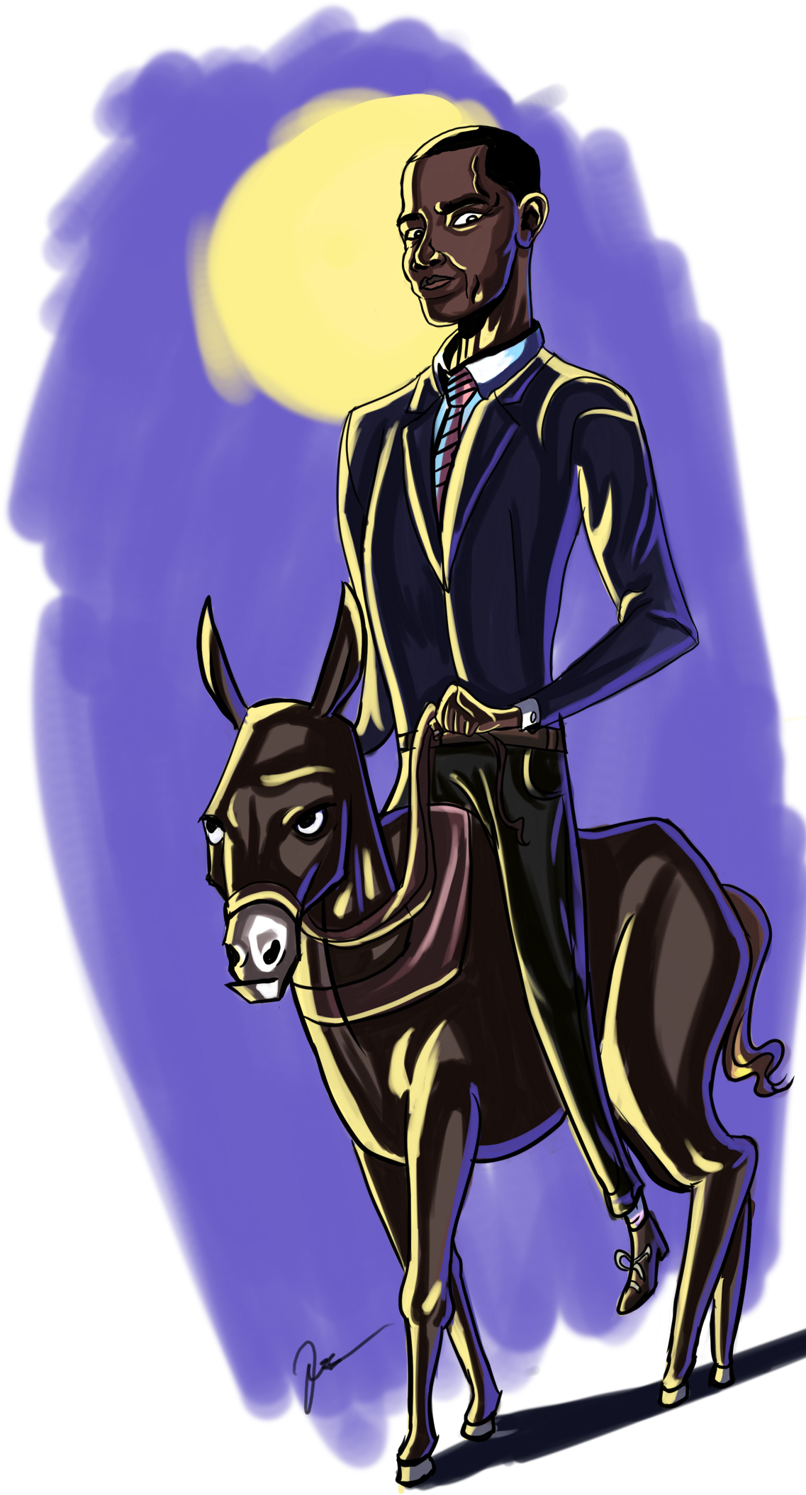 Obama Riding The Democratic Donkey - Illustration (1250x2356), Png Download