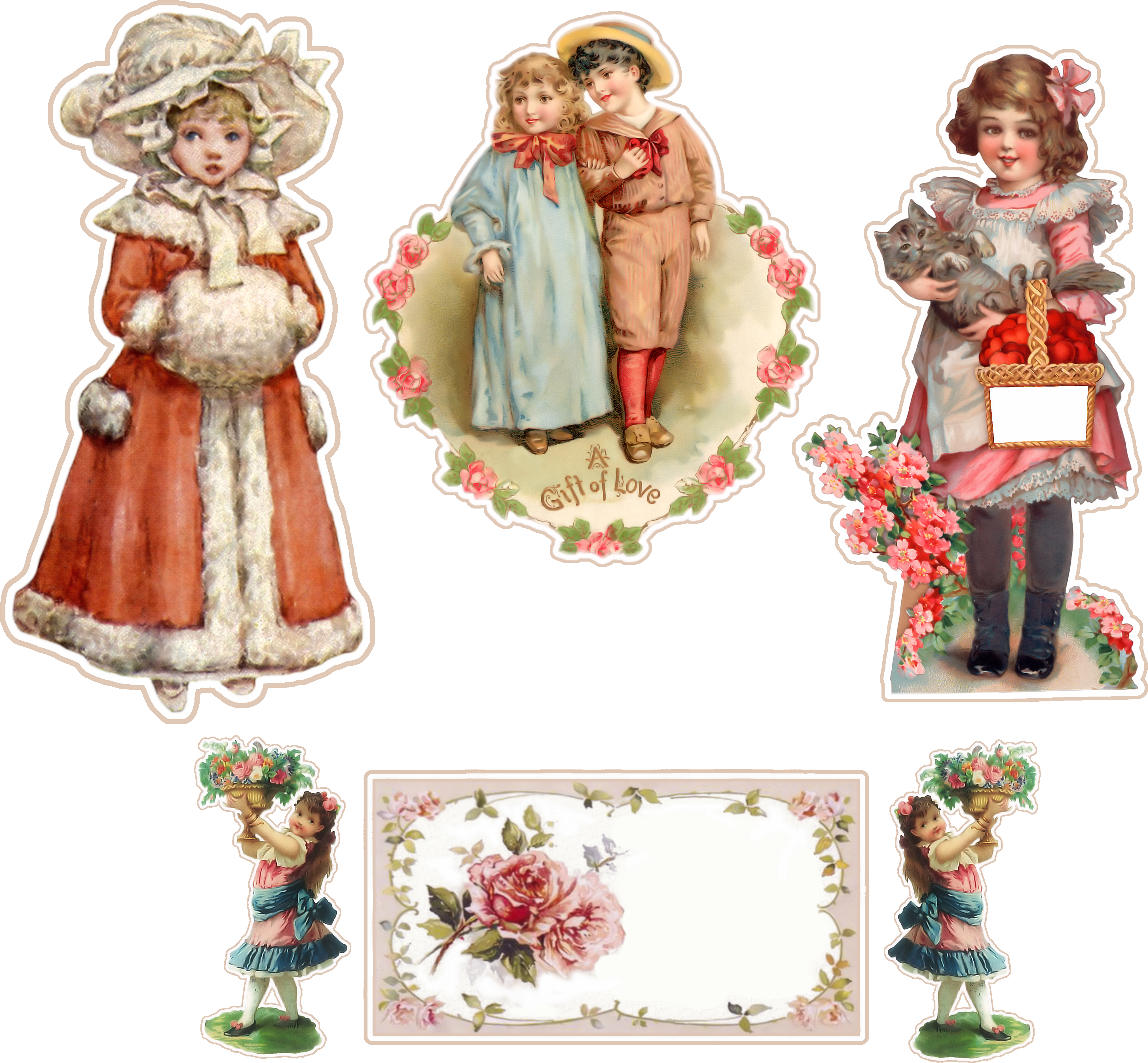 Vintage Children Stickers - Scrapbooking (4200x4200), Png Download