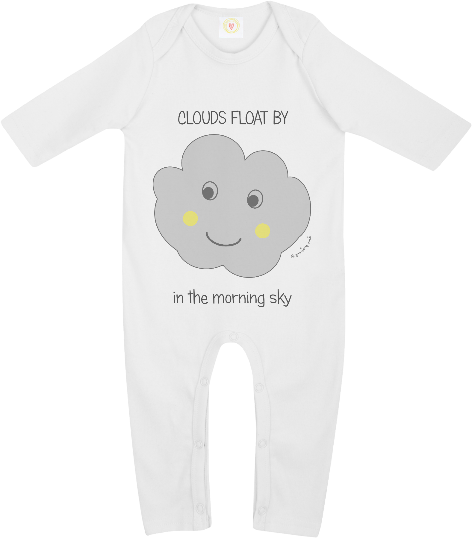 Gooseberry Pink Cloud Baby Sleepsuit In White Organic - White Sleepsuit Baby (2000x2000), Png Download
