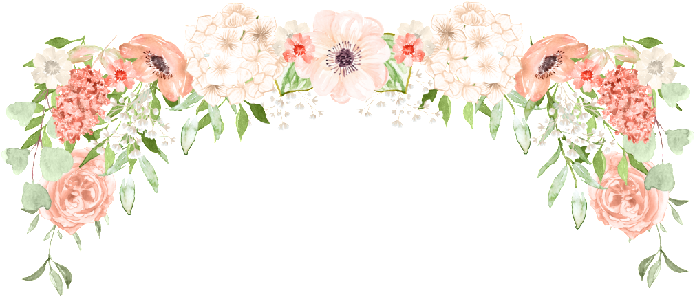 Beautiful Wreath Cartoon Transparent - Peach Watercolor Floral (1024x450), Png Download