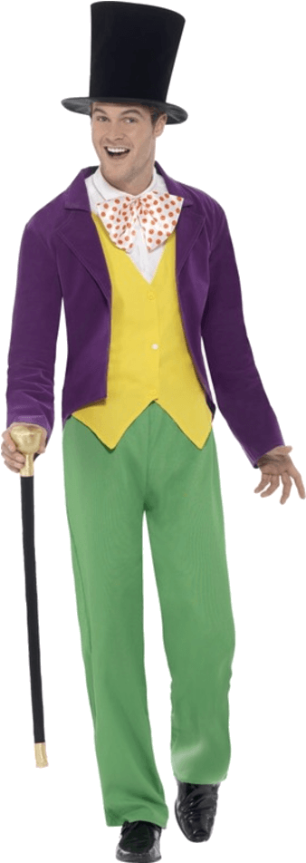 Adult Roald Dahl Willy Wonka Costume - Mr Willy Wonka Costume (600x951), Png Download