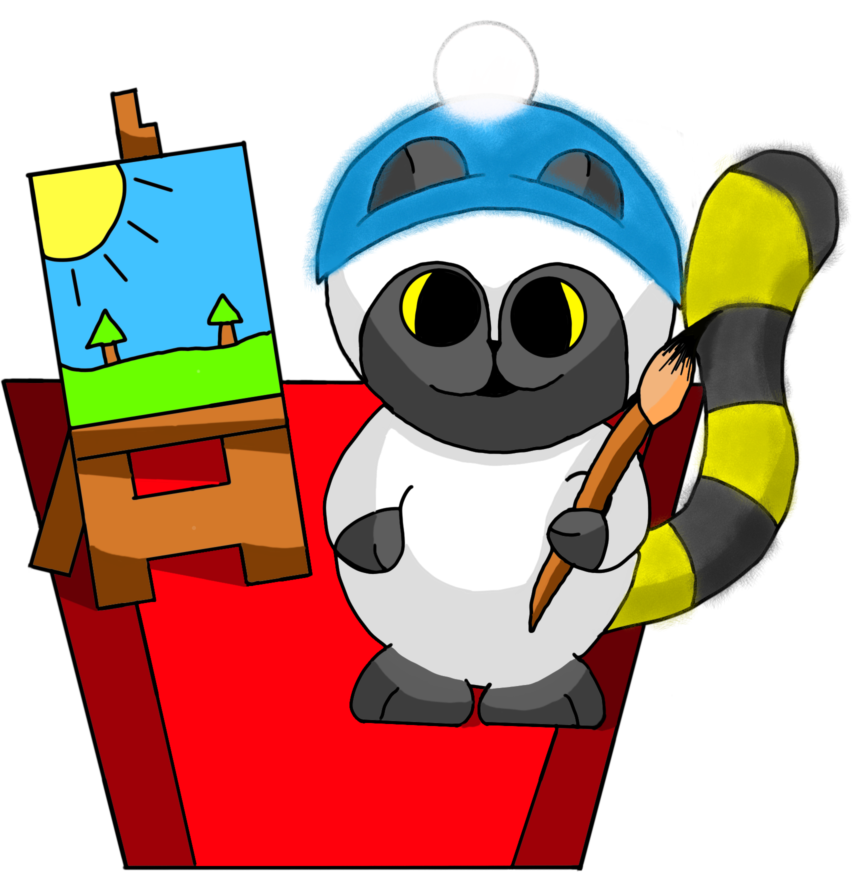 Arty Lemur - Cartoon (2250x3000), Png Download