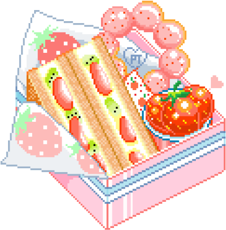 Kawaii Lunch By Mlp Adict-daubtct - Kawaii Food Pixel Png (500x474), Png Download