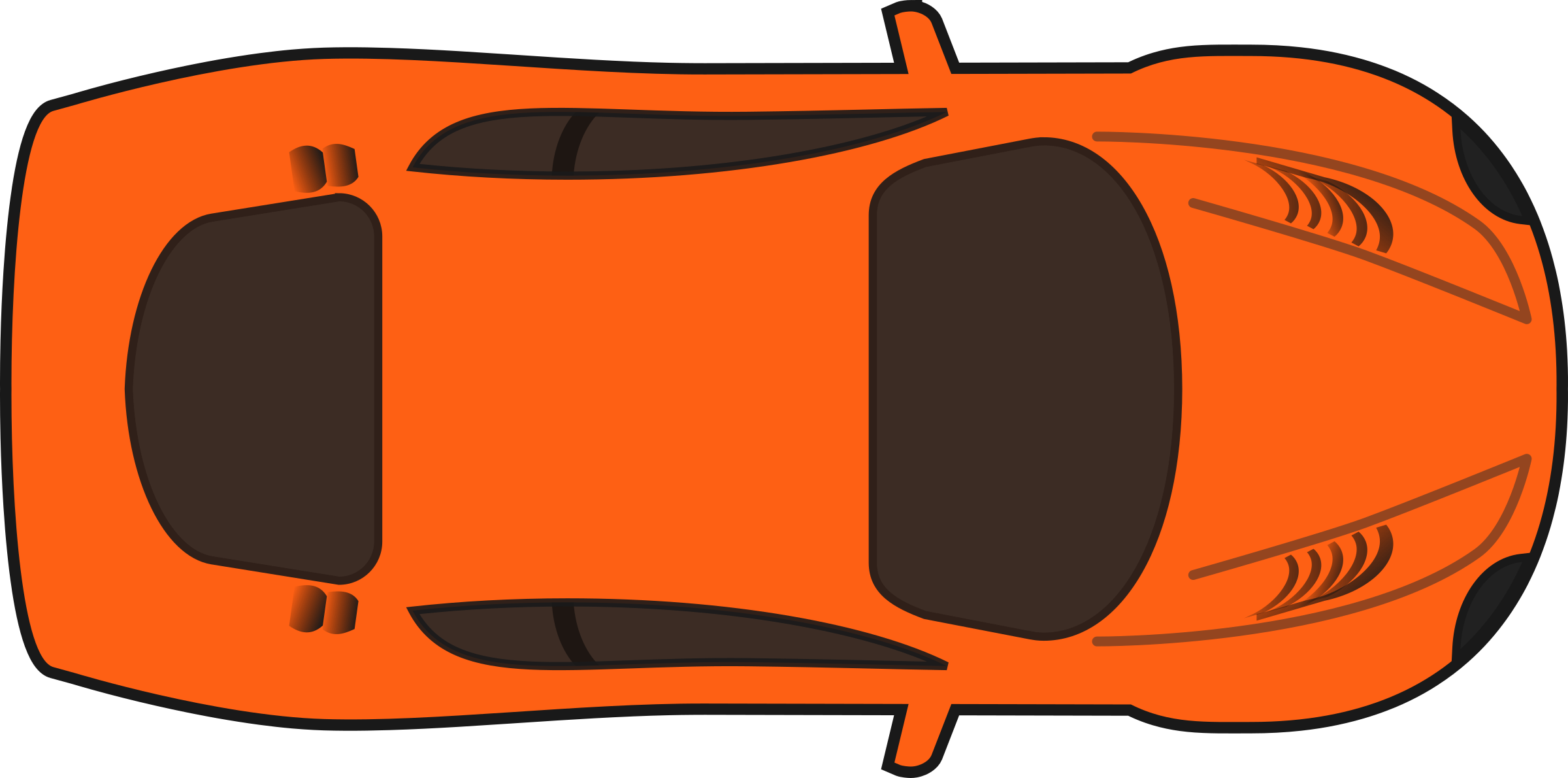 Orange Racing Car - Car Clipart Top View Png (2400x1190), Png Download