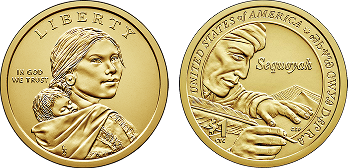Native American Products Available January Update - 2017 Sacagawea (native American) Dollar D Mint Uncirculated (700x339), Png Download
